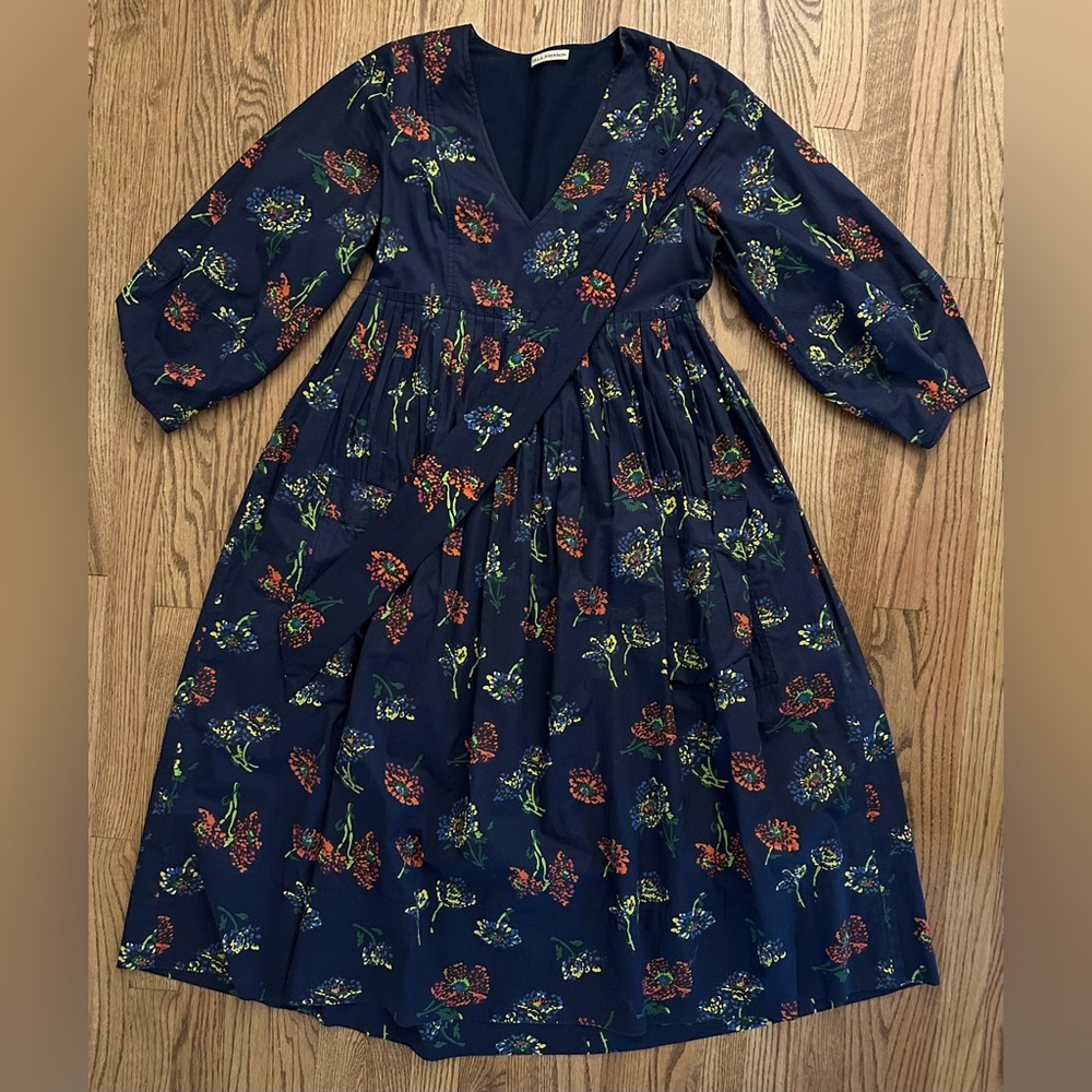 Ulla Johnson Tie V-neck Floral Midi Dress